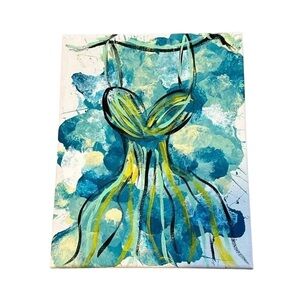 Handmade 8x10 Wall Art Fashion Graphic Dress Wall Art Green & Yellow